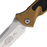 Microtech Socom Elite Linerlock Tan Aluminum & Traction Folding Serrated Tanto Knife 16111TA