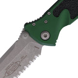 Microtech Socom Elite Linerlock Emerald Green Aluminum & Traction Folding Apocalyptic Serrated Knife 16112APEG