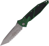 Microtech Socom Elite Linerlock Emerald Green Aluminum & Traction Folding Apocalyptic Serrated Knife 16112APEG