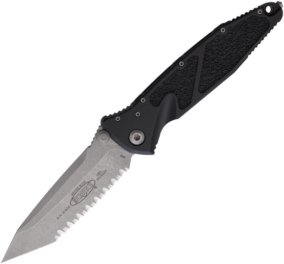 Microtech Socom Elite Linerlock Black Aluminum & Traction Folding Apocalyptic Serrated Knife 16112AP
