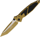 Microtech Socom Elite Linerlock RAL-8000 Tan Aluminum & Traction Folding Tanto Knife 1611CRAZ4