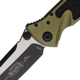 Microtech Socom Elite Linerlock OD Green Aluminum & Traction Folding Two-Tone Tanto Knife 1611OD