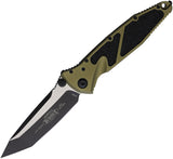 Microtech Socom Elite Linerlock OD Green Aluminum & Traction Folding Two-Tone Tanto Knife 1611OD