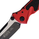 Microtech Socom Elite Linerlock Red Aluminum & Black Traction Folding Two-Tone Tanto Knife 1611RD