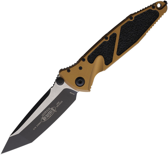 Microtech Socom Elite Linerlock Tan Aluminum & Traction Folding Two-Tone Tanto Knife 1611TA