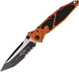 Microtech Socom Elite Linerlock Tangerine Orange Aluminum & Traction Folding Serrated Tanto Blade 1612OT