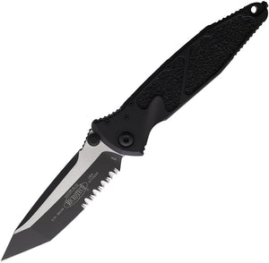 Microtech Socom Elite Linerlock Black Aluminum & Traction Folding Two-Tone Serrated Knife 1612T