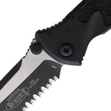 Microtech Socom Elite Linerlock Black Aluminum & Traction Folding Two-Tone Serrated Knife 1612T