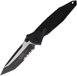 Microtech Socom Elite Linerlock Black Aluminum & Traction Folding Two-Tone Serrated Knife 1612T