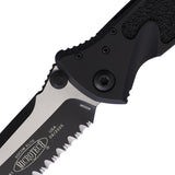 Microtech Socom Elite Linerlock Black Aluminum & Traction Folding Two-Tone Serrated Tanto Knife 1613T