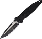 Microtech Socom Elite Linerlock Black Aluminum & Traction Folding Two-Tone Serrated Tanto Knife 1613T