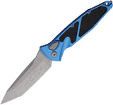 Microtech Automatic Socom Elite Knife Button Lock Blue Aluminum & Traction Apocalyptic Blade 161A10APBL