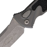 Microtech Automatic Socom Elite Knife Button Lock Natural Clear Gray Aluminum & Traction Apocalyptic Tanto Blade 161A10APNC