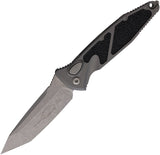 Microtech Automatic Socom Elite Knife Button Lock Natural Clear Gray Aluminum & Traction Apocalyptic Tanto Blade 161A10APNC