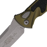 Microtech Automatic Socom Elite Knife Button Lock OD Green Aluminum & Traction Apocalyptic Tanto Blade 161A10APOD