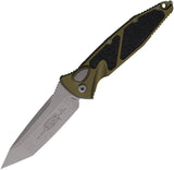 Microtech Automatic Socom Elite Knife Button Lock OD Green Aluminum & Traction Apocalyptic Tanto Blade 161A10APOD