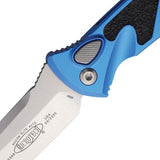 Microtech Automatic Socom Elite Knife Button Lock Blue Aluminum & Traction Stonewash Blade 161A10BL