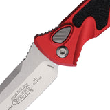 Microtech Automatic Socom Elite Knife Button Lock Red Aluminum & Traction Stonewash Tanto Blade 161A10RD