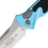 Microtech Automatic Socom Elite Knife Button Lock Turquoise Aluminum & Traction Stonewash Tanto Blade 161A10TQ