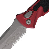 Microtech Automatic Socom Elite Knife Button Lock Merlot Red Aluminum & Traction Apocalyptic Serrated Blade 161A11APMR