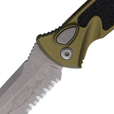 Microtech Automatic Socom Elite Knife Button Lock OD Green Aluminum & Traction Apocalyptic Serrated Blade 161A11APOD
