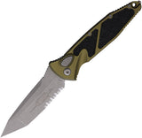 Microtech Automatic Socom Elite Knife Button Lock OD Green Aluminum & Traction Apocalyptic Serrated Blade 161A11APOD