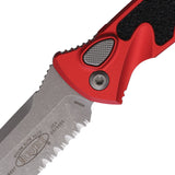 Microtech Automatic Socom Elite Knife Button Lock Red Aluminum & Traction Apocalyptic Serrated Blade 161A11APRD