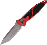 Microtech Automatic Socom Elite Knife Button Lock Red Aluminum & Traction Apocalyptic Serrated Blade 161A11APRD