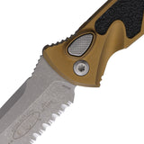Microtech Automatic Socom Elite Knife Button Lock Tan Aluminum & Traction Apocalyptic Serrated Blade 161A11APTA