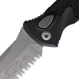 Microtech Automatic Socom Elite Knife Button Lock Black Aluminum & Traction Apocalyptic Serrated Tanto Blade 161A11AP
