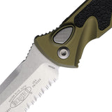 Microtech Automatic Socom Elite Knife Button Lock OD Green Aluminum & Traction Serrated Blade 161A11OD