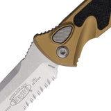Microtech Automatic Socom Elite Knife Button Lock Tan Aluminum & Traction Serrated Blade 161A11TA