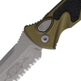 Microtech Automatic Socom Elite Knife Button Lock OD Green Aluminum & Traction Apocalyptic Serrated Blade 161A12APOD
