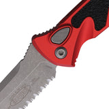 Microtech Automatic Socom Elite Knife Button Lock Red Aluminum & Traction Apocalyptic Serrated Blade 161A12APRD