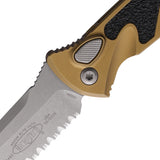 Microtech Automatic Socom Elite Knife Button Lock Tan Aluminum & Traction Apocalyptic Serrated Blade 161A12APTA