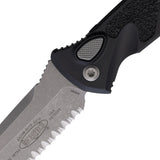 Microtech Automatic Socom Elite Knife Button Lock Black Aluminum & Traction Apocalyptic Serrated Blade 161A12AP