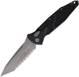 Microtech Automatic Socom Elite Knife Button Lock Black Aluminum & Traction Apocalyptic Serrated Blade 161A12AP