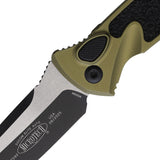 Microtech Automatic Socom Elite Knife Button Lock OD Green Aluminum & Traction Two-Tone Tanto Blade 161A1OD