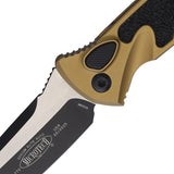 Microtech Automatic Socom Elite Knife Button Lock Tan Aluminum & Traction Two-Tone Tanto Blade 161A1TA