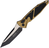 Microtech Automatic Socom Elite Knife Button Lock Tan Aluminum & Traction Two-Tone Tanto Blade 161A1TA