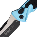 Microtech Automatic Socom Elite Knife Button Lock Turquoise Aluminum & Traction Two-Tone Tanto Blade 161A1TQ