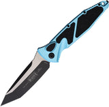 Microtech Automatic Socom Elite Knife Button Lock Turquoise Aluminum & Traction Two-Tone Tanto Blade 161A1TQ
