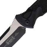 Microtech Automatic Socom Elite Knife Button Lock Black Aluminum & Traction Two-Tone Tanto Blade 161A1T