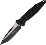 Microtech Automatic Socom Elite Knife Button Lock Black Aluminum & Traction Two-Tone Tanto Blade 161A1T