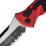 Microtech Automatic Socom Elite Knife Button Lock Red Aluminum & Traction Two-Tone Serrated Tanto Blade 161A2RD