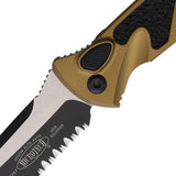Microtech Automatic Socom Elite Knife Button Lock Tan Aluminum & Traction Two-Tone Serrated Blade 161A2TA