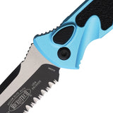 Microtech Automatic Socom Elite Knife Button Lock Turquoise Aluminum & Traction Two-Tone Serrated Blade 161A2TQ