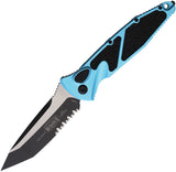 Microtech Automatic Socom Elite Knife Button Lock Turquoise Aluminum & Traction Two-Tone Serrated Blade 161A2TQ