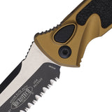 Microtech Automatic Socom Elite Knife Button Lock Tan Aluminum & Traction Two-Tone Serrated Blade 161A3TA