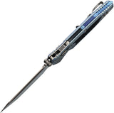 Microtech Socom Marfione Ram-Lok Ice Blue Titanium & Traction Folding M390MK Tanto Knife 161RL10MS7